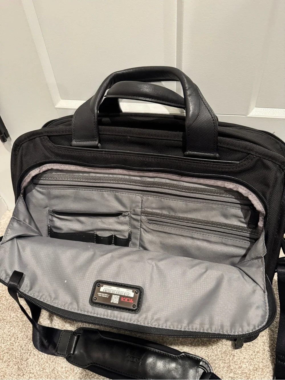 Tumi Black Laptop Briefcase with Removable Shoulder Strap